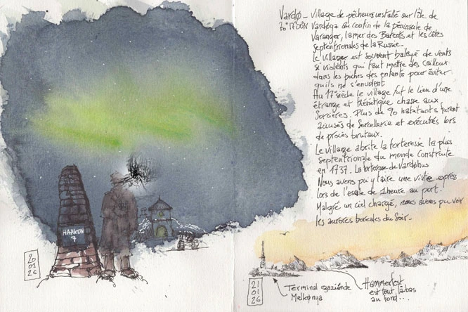 Aurore boréale sur le fort de Vardo