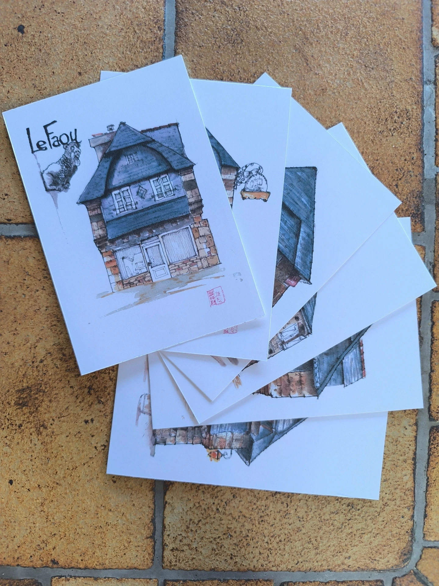 Lot de six maisons du Faou format carte postale